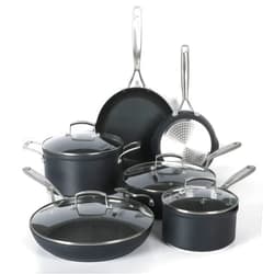 Babish 10 Piece Hard Anodized Laser Titanium Forever Non Stick Technology Durable Pots and Pans Cookware Set - Black