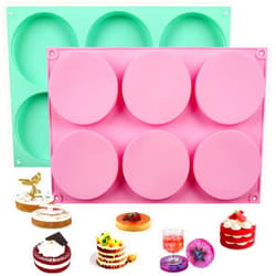 HUAKENER 2 Pcs Silicone Muffin Top Pans for Baking, 4 Inch Non-Stick Round Baking Molds for Mini Cake, Muffin Top, Dessert, Hamburger, Sandwiches Making