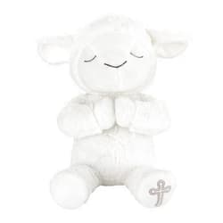 NoJo LITTLE LOVE by NoJo Baptism White Plush Lamb with Praying Hands and Embroidered Cross