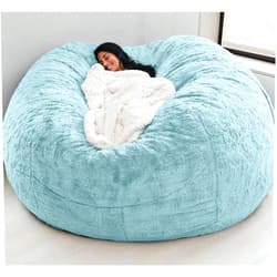 Handläufe 5/6/7ft Giant Sofa Bed Pouf Cover, Bean Bag Chair Cover Only, Washable Living Room Furniture Round Lump Soft Velvet Beanbag Chair (No Filler)