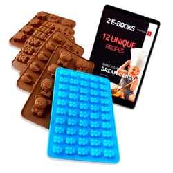 WNF GROUP Silicone Candy Molds - Gummy Bear Silicone Molds Include 2 eBooks 12 Recipes - Chocolate, Truffle, Hard Candy, Fat Bomb, Ice Cube, Candles Mold