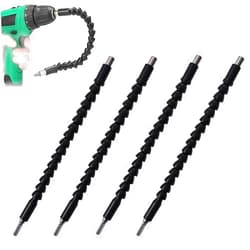FOUUAAOOU 4 Pack Flexible Drill Bit Extension, 11.6 inch Superbit Screwdriver Flexible, Bendable Flexible Drill Bit Extension, Super Bit Flexible Shaft Extension Bits (Black)