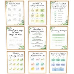 Sureio 9 Pcs Mental Health Poster Healthy Coping Skills Poster Positive Therapy Office Decor Therapist Posters Mental Canvas Painting Psychologist Counselor Wall Art Pictures, 8 x 10 Inch