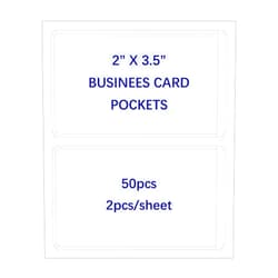 IMAGAME Clear Adhesive Business Card Pocket swith Side Open for Loading, 50 Pack, Plastic Labels Holders for Storage Bins and Library Card, Ideal for Organizing and Protecting Your Business Cards