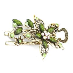 AnVei-Nao Vwhite Womens Flower Crystal Hair Clips Barrettes Hair Accessories Green
