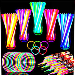 TURNMEON 240 Pack Ultra Bright Glow Sticks Bulk Party Pack Supplies Glow In The Dark Football Valentines Carnival Mardi Gras Day Party Favors Necklace Bracelet with Connector Light Up 14Hrs Long Last