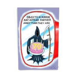 NobleWorks - 70th Milestones Birthday Blank Greeting Card with 5 x 7 Inch Envelope (1 Card) - Objects in Mirror 70 4849K