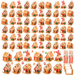 Libima 72 Set Christmas Craft Kit Christmas Gingerbread House Kit Make a Gingerbread Cardboard Houses Novelty Holiday House Craft Xmas Party Game Craft Supplies