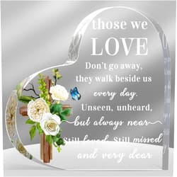 Jetec Bereavement Gift Acrylic Heart Memorial Gift Sympathy Table Decor Condolence Remembrance Gift Sympathy Gift for Loss of Loved One Remembrance Decor(Classic Style)