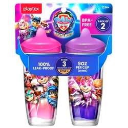 Playtex Baby Sipsters Stage 3 PAW Patrol Spout Cups, Spill-Proof, Leak-Proof, Break-Proof - Pink & Purple, 9 Oz, 2 Count