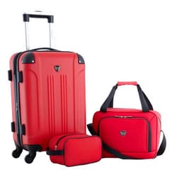 Travelers Club Chicago Hardside Expandable Spinner Luggage, Red, 3 Piece Set