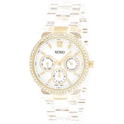 Accutime XOXO Women's XO5527 Clear Bracelet with Rhinestones on Gold Case Watch