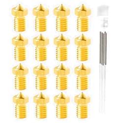 Makerzone 20Pcs E3d V6 Nozzles Kit, 3D Printer V6 Brass 0.4mm Nozzles, Compatible with 1.75mm Filament E3d-V6 Anysub i3 Mega S X Chiron Kobra Flyear HotEnd 0.4mm J-Head Extruder Printer Accessories