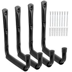 Yisunnan Garage and Garden Storage Utility Hooks Heavy Duty Jumbo Arm Hanger (Black,4 Pcs 8