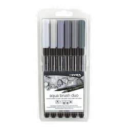 Lyra Aqua Brush Duo Brush Markers - Set of 6 Water-Based Brush Pens for Artists of All Ages - Dual Tip Markers for Fine Details and Wide Strokes - Durable Coloring Markers for Blending Effects