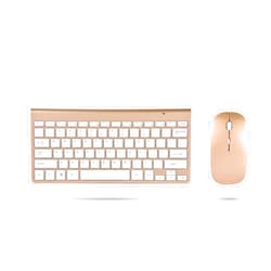 Heayzoki Keyboard and Mouse Combo Silent, Compact and Lightweight 2.4G Keyboard and Mouse Kit with USB Receiver, for Desktop Laptop, for OS X, for Win 7 8 (Gold)