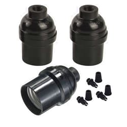 JNXQWE Keyless Medium Base Vintage Socket,Black Bakelite Socket E26/E27 Vintage Screw Bulbs Edison Ceiling Retro Pendant Lamp Holder (3-Pack, Without Switch)