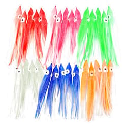 OriGlam 30pcs Luminous Squid Fishing Lures, Glow Octopus Skirts Squid Skirts Trolling Lures, Trolling Saltwater Baits Soft Fishing Lure for Bass Salmon Trout