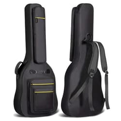 CAHAYA 44 Inch Guitar Bag Multi-pockets for Jumbo and Dreadnought Yellow Line Guitar Case 0.47in Thick Padding Water Resistent Dual Adjustable Shoulder Strap Gig Bag with Back Hanger Loop CY0284