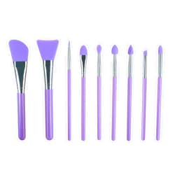 LORMAY 9 Pcs Silicone Makeup Brush Set: Applicator for Face Care, Eyeliner, Eyebrow, Eye Shadow, Lip Makeup and UV Epoxy Resin Crafts (Purple)