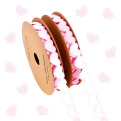 TONIFUL 2 Rolls Pink Heart Ribbon, 5/8 Inch Love Ribbon for Valentine's Day, Birthday, Christmas, Wedding Party Decoration, DIY Craft, Gift Wrapping, Wreath Decor, Hanging Ornament(10Yard/Roll)