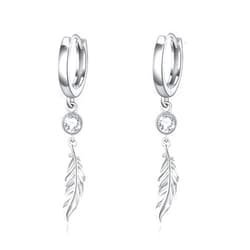 AOVEAO Feather Earrings,Angel Wing Earrings 925 Sterling Silver Feather Hook Earrings,Moonstone Feather Dangle Drop Earrings Hypoallergenic Angel Wing Feather Jewelry Gifts For Women Girls Sensitive Ears