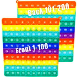 PETBSNVB Double Side 1 100 200 pop it, Chart Pop it, 200 Pop with Numbers, Square Popper for Elementary, Fidget Sensory Toy, Montessori Educational Gift for Kindergarten Classroom Kids 3 4 5 Year Old