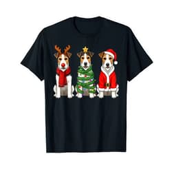 Funny Vintage Xmas Wire Hair Fox Terrier Christmas Retro Christmas Fox Terrier Santa Reindeer Dog Lover T-Shirt