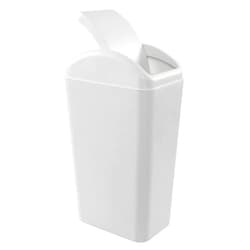 Hespama Slim Trash Can with Swing Lid, 14L Garbage Bin for Narrow Space, Light Grey