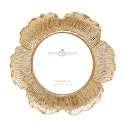 GIFTY GIFTY Circular Gold Floral Photo Frame / 4x4 In | For Tabletop Display | Perfect for Home Decor, Wedding, Graduation, Or Milestone Photos