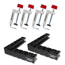 Milescraft 7350 Fence Clamp Kit 100-90° Corner Clamping Positioning/Assembly Squares and Fence Clamps. Works on Interior or Exterior Corners. Build Cabinets, Picture Frames, Shelving, and More (6pc)