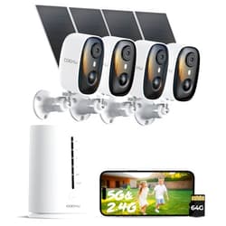 COOAU 4MP Security Cameras Wireless Outdoor​​, Faster Charging Solar Powered, Sharper-Image Outdoor Camera Wireless,No Subscription,PIR Detection,Surveillance System for Wide-Area Whole-House Coverage