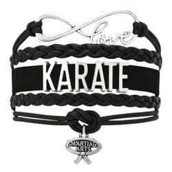 Sportybella Karate Charm Bracelet - Infinity Karate Adjustable Charm Bracelet with Martial Arts Charm - Gift for Women and Girls