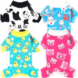 XPUDAC 4 Piece Dog Pajamas for Small Dogs Pjs Clothes Puppy Onesies Outfits for Doggie Christmas Shirts Sleeper for Pet Cats Jammies-XS