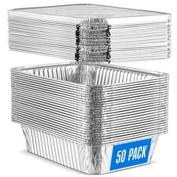 PLASTICPRO 50 Pack Aluminum Pans 6.5'' X 9