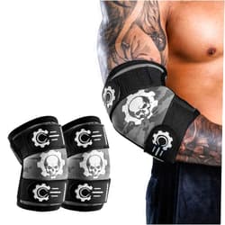 M MANUEKLEAR MANUEKLEAR 5mm Neoprene Weight Lifting Elbow Sleeves for Men (1 Pair), Elbow Sleeves Weightlifting Men with Two Adjustable Compression Straps, Elbow Compression Sleeves For Weightlifting