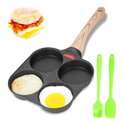 MyLifeUNIT Egg Frying Pan, 4-Cup Egg Pan Nonstick, Fried Egg Pan Skillet for Breakfast, Pancake, Hamburger, Sandwiches, Suitable for Gas Stove & Induction Cookware