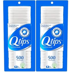 Q-tips Cotton Swabs For Beauty Care Original Cotton Swab Made With 100% Cotton 500 Count (Pack of 2)