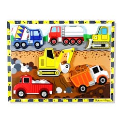 Melissa & Doug Construction Vehicles Wooden Chunky Puzzle (6 pcs)