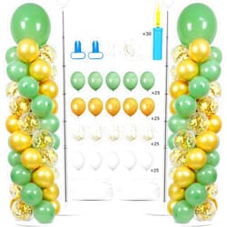 Naozinebi 2 Sets Sage Green Balloon Column Stand Kit with 100 Balloons Spring Graduation Adjustable Balloon Tower Stand with Bases Olive Green Gold Column for Mother's Day Birthday Wedding Party Decor