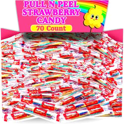 Partypom TwizzlerLicorice Strawberry Blast Candy, Bulk 2 Lbs Pastel Colored Strawberry Flavored Pull-n-Peel Twists, Individually Wrapped For Pinatas, Parties and Kids Goody Bags