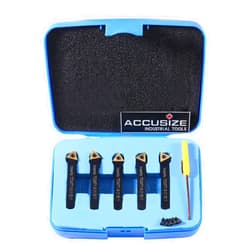 Accusize Industrial Tools 1/4'' by 2'' Oal 5 Pc Indexable Turning Tool Set with Tcmt1.8(1.5) Carbide Inserts, 2380-5022