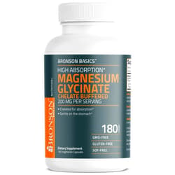 Bronson Magnesium Glycinate 200mg High Absorption Chelated Buffered Gentle On The Stomach Non-GMO, 180 Vegetarian Capsules