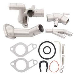 NewYall Cast Aluminum Thermostat Housing Cover Coolant Flange Cooling Hose Water Distribution Pipe Upgrade Kit for VW MK4 Golf Jetta 1.8T 2000-2005 Audi TT 2000-2002