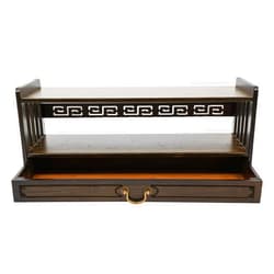 HaoYunNe Bamboo Meditation Table Altar Table with Drawer 2-Tier Coffee End Table Desktop Organizer for Living Rooms Bedroom Balconies Temples 27.2x9.8x11in (Black Brown)