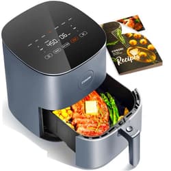 COSORI Air Fryer Pro 9-in-1, Compact 5QT, 450℉: Half Time & Chef-Grade Cook, One-Wipe Clean Glass Panel, 130+ In-App Recipes with Nutritional Info, Nonstick & Dishwasher-Safe Basket, Gray