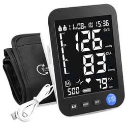Lnmyic Blood Pressure Machine for Home Use, Automatic Blood Pressure Monitor with Extra Large Screen, Adjustable BP Cuff Arm Kits 2 * 999 Memories 4 Batteries Includes Charging Cord (Black)