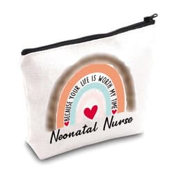 JXGZSO Neonatal Nurse Rainbow Makeup Bag NICU Nurse Because Your Life Is Worth My Time Cosmetic Bag (Neonatal Nurse bag)