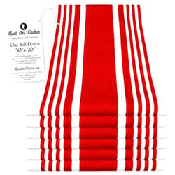Aunti Em's Kitchen Designer Hand and Kitchen Dish Towels Woven from 100% Responsibly-Farmed, Thick, Luxurious Cotton, Oversized 20 x 30 inches, One Half Dozen, Wine Stripe
