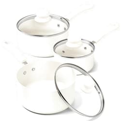 MICHELANGELO Sauce Pan With Lid, Granite Nonstick Saucepans Set, 1QT&2QT&3QT Saucepan With Lid, Multipurpose Cooking Pots, White